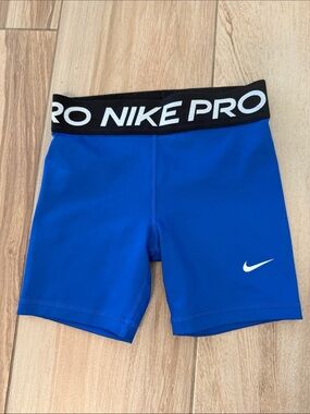 Nike kids Blue Compression Training biker Shorts with Black Waistband